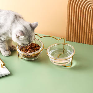 Personalizado Food Stand Alimentadores Vidro <span class=keywords><strong>Cat</strong></span> Pet Dog Tigelas com Suporte - Product Image 3