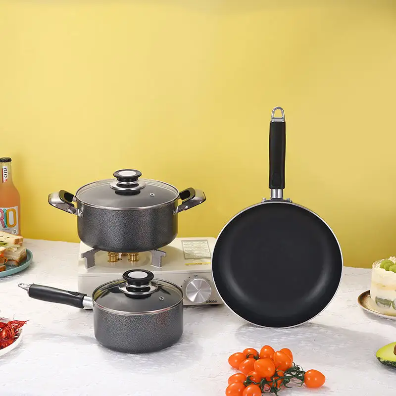 Set panci masak Aluminium antilengket, peralatan masak Set panci masak Aluminium multifungsi