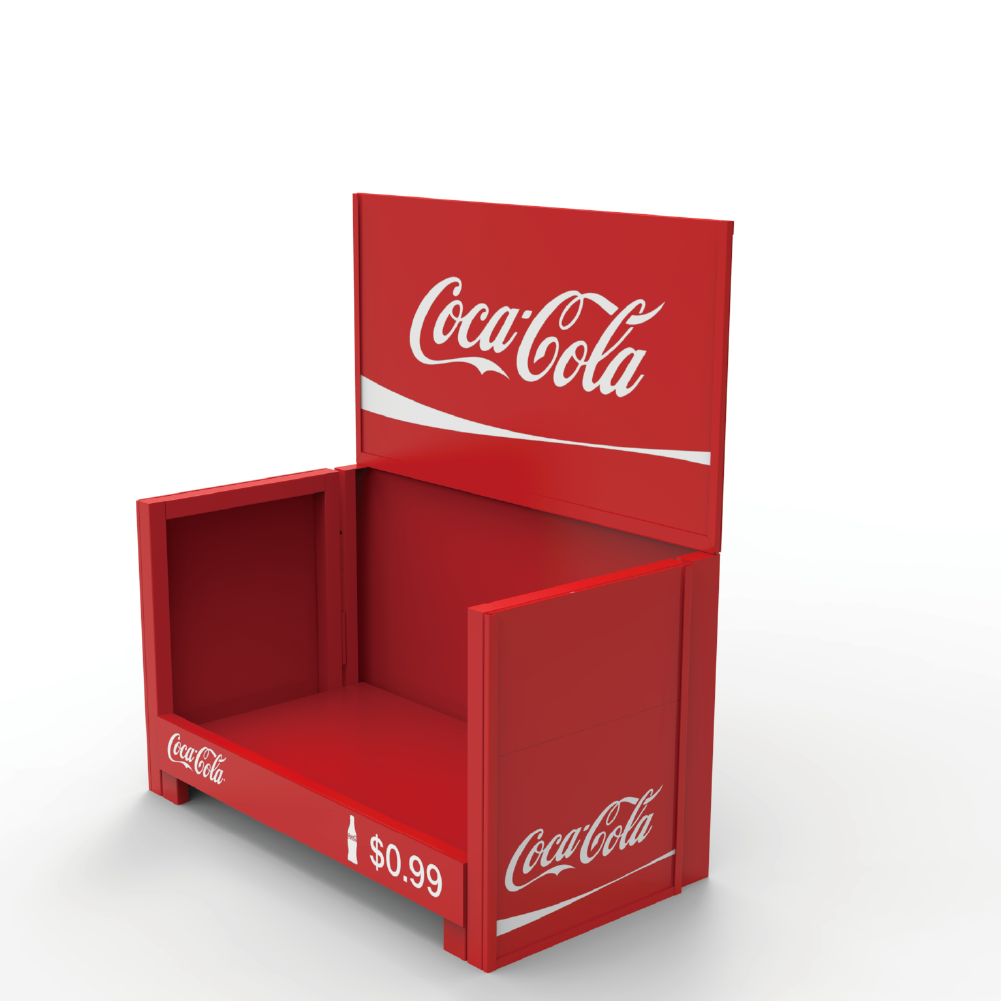 Folding Metal Floor Standing Beverage Display Stand Foldable Cola Display Rack Red Custom Size Advertising Use for Retail Shop — view 1