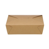 Boîtes alimentaires rigides en papier kraft brun écologiques jetables avec laminage brillant, emballage personnalisé imprimé pour restaurants
