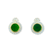 Boucles d'oreilles en jadéite naturelle de Birmanie de qualité A, boucles d'oreilles rondes en jadéite, pour femmes, à porter tous les jours, cadeau en jadéite (avec NGTC)