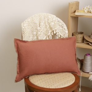 <span class=keywords><strong>Housse</strong></span> de coussin en lin pur 100% avec bordure double piping de couleur unie, design personnalisé, fermeture éclair - Product Image 5