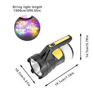 Lampe de travail portable rechargeable par USB avec modes RGB et lumière chaude, guirlande lumineuse multifonctionnelle, lanterne de camping avec batterie externe - Product Image 6