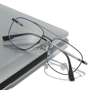 Occhiali firmati di fascia alta blu taglio a raggi blu uomini d'affari elasticità cerniera doppia barra ovale blu argento in 2025 ottico inossidabile - Product Image 3