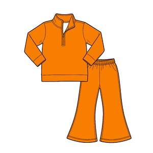 Conjuntos de Otoño Personalizados de Algodón para Niñas: Top Pullover y Pantalones Acampanados, Ropa al por Mayor para Equipos de Fútbol, Ropa de Boutique, Color Leche - Product Image 4
