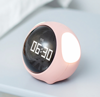 Jam Alarm Mini Multifungsi LED Emosi dengan Pengisian Daya, Layar Digital, Desain Kartun Lucu untuk Anak-Anak