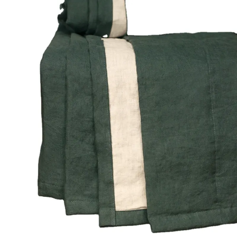 OEKO-TEX Großhandel Hochwertige reine französische Flachs Leinen Decke werfen Teppich Luxus benutzer definierte Kontrast farbe Design Leinen Sofa werfen