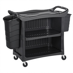 Chariot <span class=keywords><strong>utilitaire</strong></span> en plastique à <span class=keywords><strong>3</strong></span> niveaux avec roues, chariot de service robuste pour restaurant, hôtel, cantine - Product Image 5