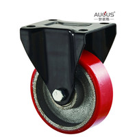 Roue pivotante en polyuréthane rouge de 3/4/5 pouces pour chariot et équipement industriel