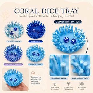 Coral Mahjong <b>Dice</b> <b>Tray</b> – Ocean-Inspired <b>Dice</b> Holder for American Mahjong - Product Image 3