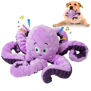 Venta al por mayor personalizado pulpo perro juguete chirriante divertido lindo interactivo perro juguetes perro mastica peluche chirriante juguete