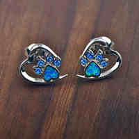 Pendientes de Cruz - Joyería Religiosa Chapada en Plata con Incrustaciones de Ópalo Azul para Mujer al por Mayor