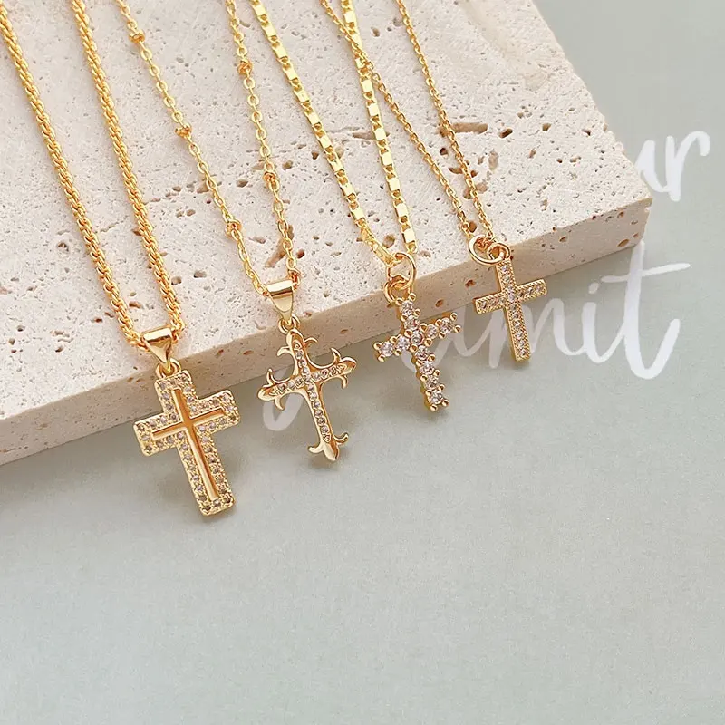 Classic 18k Gold Plated Cross Jewelry Gift Cross Pendant small baby jewelry