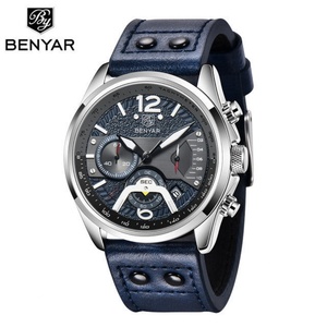 นาฬิกาควอตซ์ Benyar 5171 รุ่นใหม่สำหรับผู้ชาย นาฬิกาสปอร์ตโครโนกราฟ นาฬิกาข้อมือผู้ชายขายส่ง นาฬิกาหนัง Reloj Hombre - Product Image 1