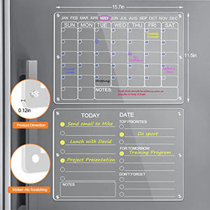 Refrigerator Calendar Monthly Weekly Daily Clear <b>Magnetic</b> Acrylic <b>Sheet</b> Board Fridge Custom Dry Erase Board for Home - Product Image 3