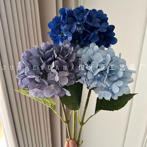 ดอกไฮเดรนเยียปลอมแบบก้านเดี่ยว จุนเหยยวน สีฟ้า สีม่วง สีฟ้าอ่อน สำหรับตกแต่งบ้าน งานแต่งงาน - Product Image 1