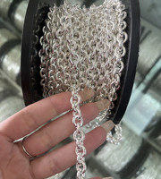 Bijoux personnalisés en argent Sterling tendance 6.5mm 8mm 8.5mm 925 Silver Rolo Cable Link Chain Belcher Collier Hommes Femmes Bijoux