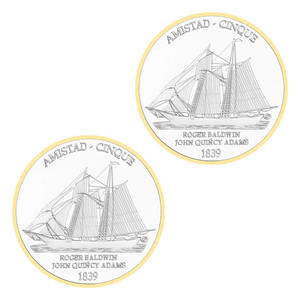 1839 americano guerra civile barca Amistad anniversario placcato USA sfida monete da collezione moneta commemorativa - Product Image 4