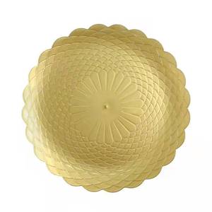 Plato de cena, platos de cargador de plástico transparente con borde ondulado dorado, plato transparente para boda - Product Image 6