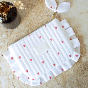 Borsa Cosmetica in <span class=keywords><strong>Doppio</strong></span> Cotone Trapuntato con Volant e Decorazioni Pieghettate, Accessorio da Viaggio a Buon Prezzo - Product Image 4