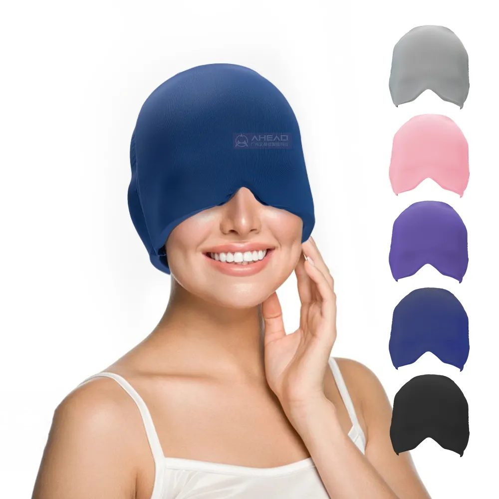 Chapéu 2 em 1 para alívio de dor de cabeça, chapéu gel compressa quente e fria com furos, flexível para alívio de dor de cabeça