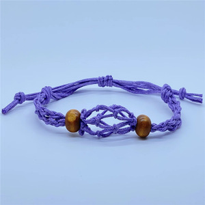 Pulseira de Macramê Vazia com Suporte para Cristal de Quartzo Bruto, Cordão de Rede para Joias DIY - Product Image 4