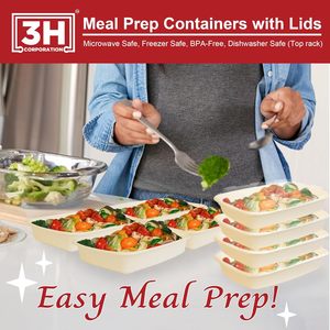 กล่องเตรียมอาหารแบบใช้ซ้ำได้ [150 ชิ้น, 16 ออนซ์] กล่องใส่อาหารแบบพกพาพร้อมฝาปิด - ปลอดสาร BPA, ใช้กับไมโครเวฟ/เครื่องล้างจาน/ช่องแช่แข็งได้ - Product Image 6