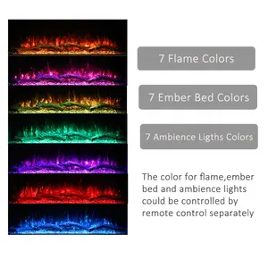 Modern Wall Electrical Heaters Fire Place 3 Sided Electric Fireplaces 40 50 60 70 80 90 100 Inch 7 Colors Led Light Flame Effect