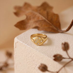 Anillo de acero inoxidable con forma de estrella y circonita, joyería delicada, 316L, PVD, chapado en oro - Product Image 4