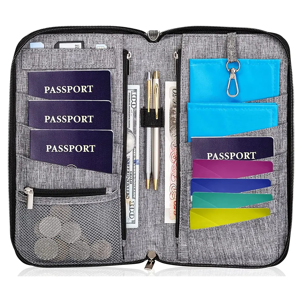 Portafogli porta passaporto RFID capienti per documenti di viaggio di famiglia Premium