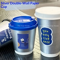 Gobelets en papier jetables à double paroi laminés, épais, argentés, pour boissons chaudes, café, lait, thé, emballés individuellement, usage commercial