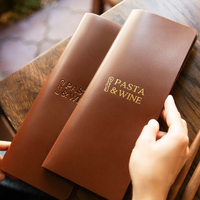 Couvertures de menu de restaurant en cuir PU durables et réutilisables et écologiques avec support de menu élégant imprimé de logo personnalisé