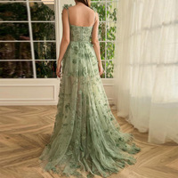 Robe d'occasion formelle femmes fête mariage robes de bal vert clair chérie a-ligne papillon robes de soirée