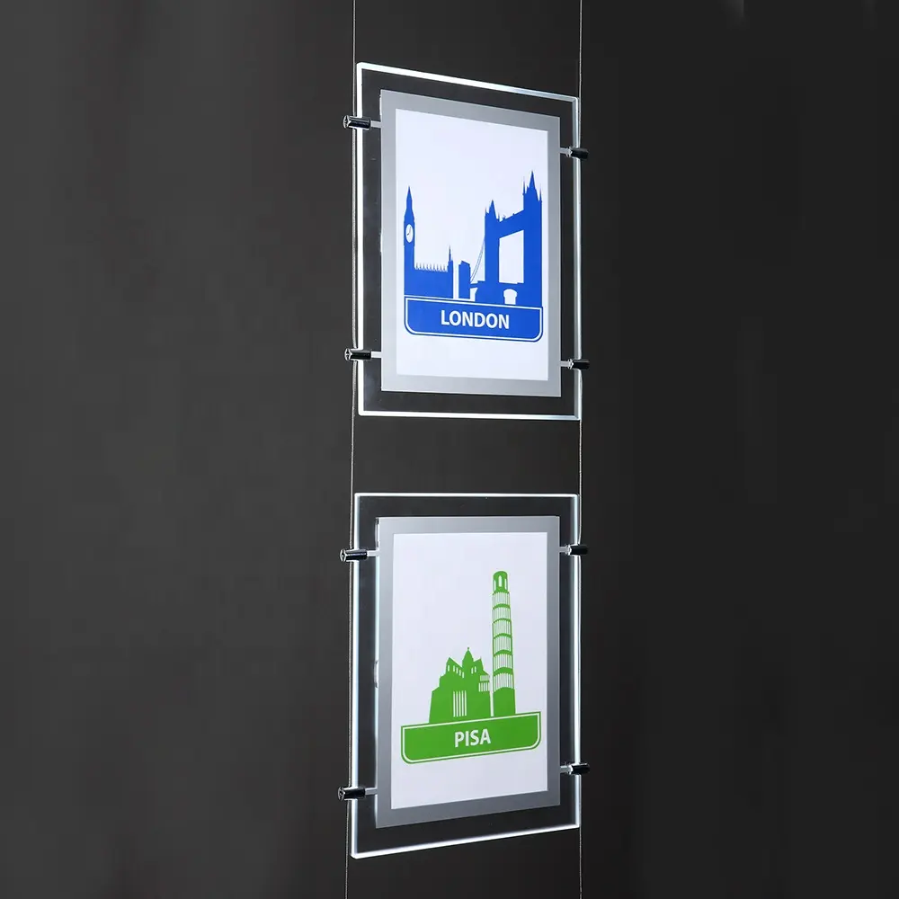 חלון תצוגת נדל"ן פרסום תיבות אור קיר רכוב תפריט קריסטל אקריליק led תיבת אור