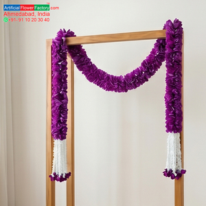 Artificial Purple and <b>White</b> Flower Garland Decorative <b>Hanging</b> Floral Mala for Wedding Festival Temple Event Decoration - Product Image 5