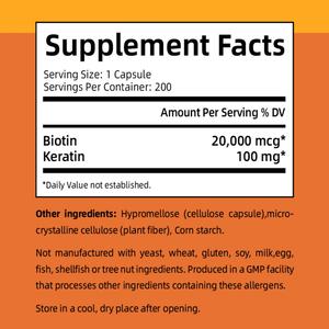 Complément de biotine personnalisé 20000mcg pour favoriser la croissance des cheveux, capsules de biotine et de kératine pour femmes - Product Image 5
