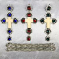 Promotion : Croix orthodoxe pas chère, en alliage plaqué argent, pour prêtres, avec chaîne de rattachement
