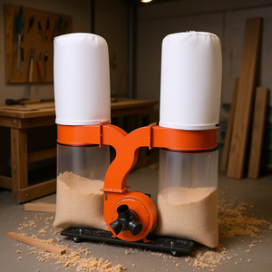 Collecteur de poussière à cône Vortex 35 gallons 3,0 CV 1550 CFM Filtre 2,5 microns en tissu non tissé Double réservoir pour la collecte de sciure de bois - Product Image 2