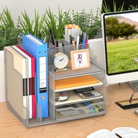 Porte-stylos transparent, organisateur de bureau, rangement de bureau en maille métallique, organiseur de documents, de fichiers et de papiers, plateau organisateur avec tiroir pour bureau