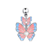 Anneau de nombril en acier chirurgical couleur argent lune papillon étoile coeur pour femmes nombril Piercing bijoux de corps vente en gros