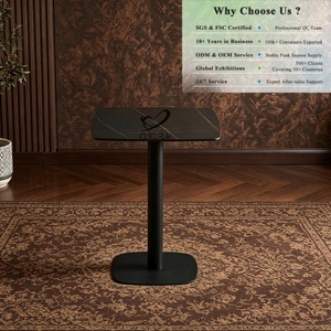 <span class=keywords><strong>Table</strong></span> à manger carrée OKAY, vente flash, plateau en pierre frittée mate, support stable à poteau unique, tables à manger modernes minimalistes pour café et maison - Product Image 1