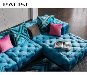 أثاث عصري 7 مقاعد على شكل لتر معتم باللون الأزرق ، مركز المنزل الحديث ، أريكة غرفة المعيشة Chaise - Product Image 3