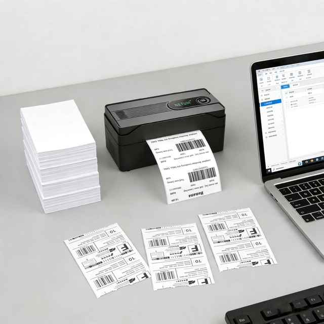 4 Inch No Paper Warehouse Thermal Label Printer 110mm Width for Shipping Express Logistics Stock USB/Wireless Interface 203dpi