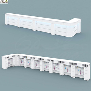 Table de <span class=keywords><strong>bar</strong></span> à ongles, meuble de manucure, blanc, brillant, courbé en L, pour manucure - Product Image 1