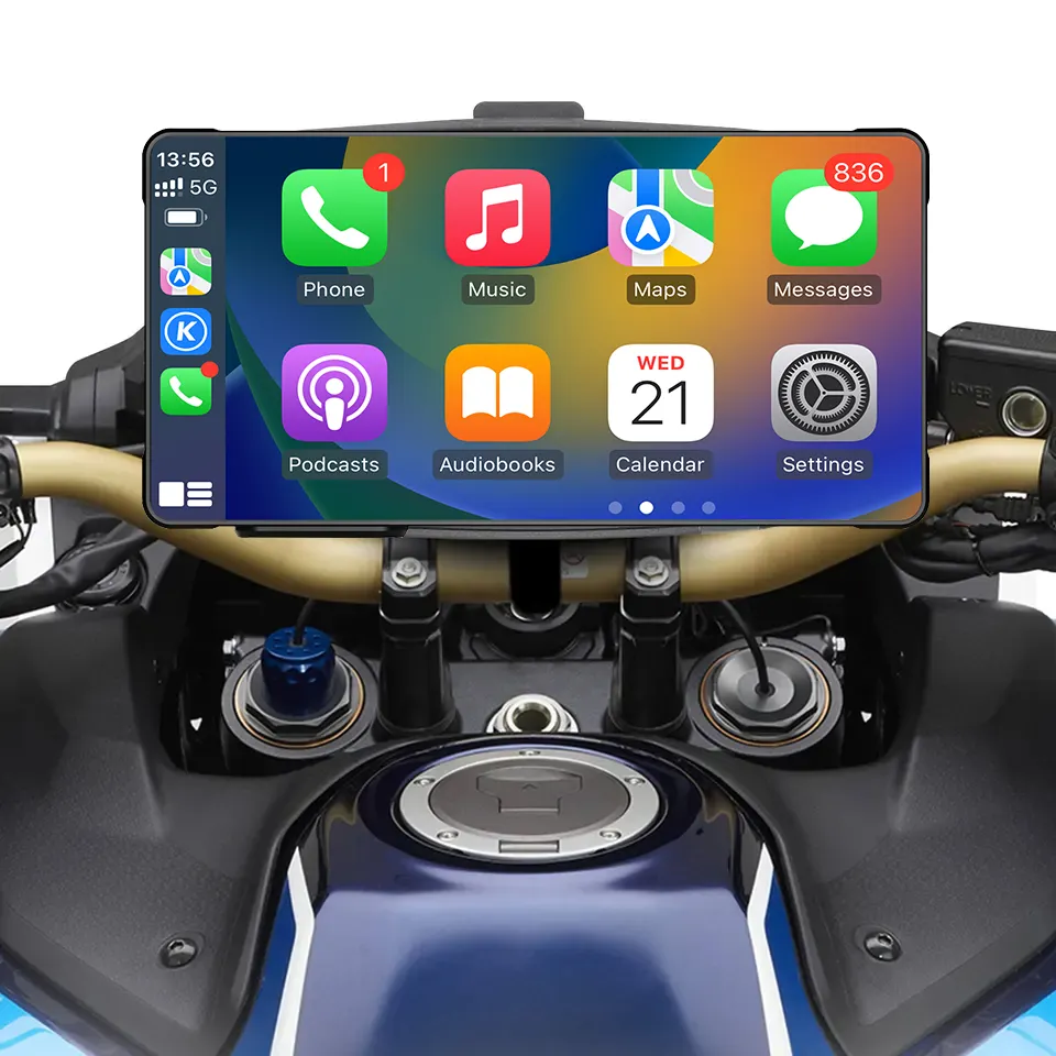 Potable Wireless CarPlay Motorcycle gps with carplay 5 inch Waterproof Screen Motorbike Navigation Motor Androidauto Gps Gauge