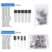 Kit d'assortiment de composants électroniques Mega de 1900 pièces : condensateurs, résistances, LED, transistors, diodes, 1n270 Germanium, prises DC