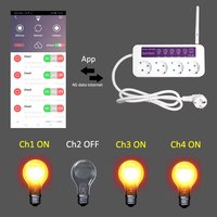 Interruptor de Energía Inteligente KONLEN SC4-WLTE-EC 4G LTE de 4 Canales SC4 con Tarjeta SIM 4G, Termómetro y Relé