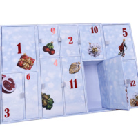 Calendrier de l'Avent de Noël de luxe 12/24 jours, boîte rigide, fabrication artisanale, pelliculage mat, doublure en éponge, vernis à ongles, huile, sérum pour la peau