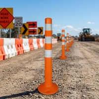 Poteau de délimitation routière flexible, sécurité routière, feuille réfléchissante haute intensité PE rouge, diamètre 100 mm, pour avertissement de courbe sur autoroute
