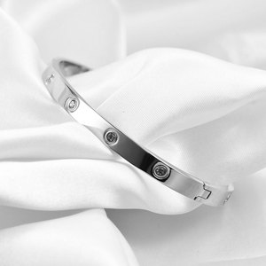Pulsera Abierta de Acero Inoxidable con Zirconia, Engaste de Bisel de 4mm y 6mm, Joyería Unisex para Regalo - Product Image 4